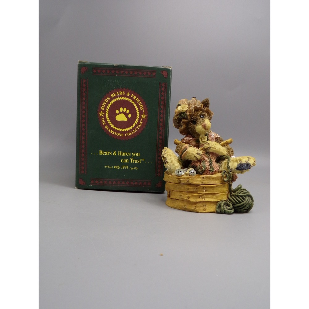 Vintage Boyds Bears Lidded Trinket Box - 'Cookie Catberg…Knittin' Kitten'‎
